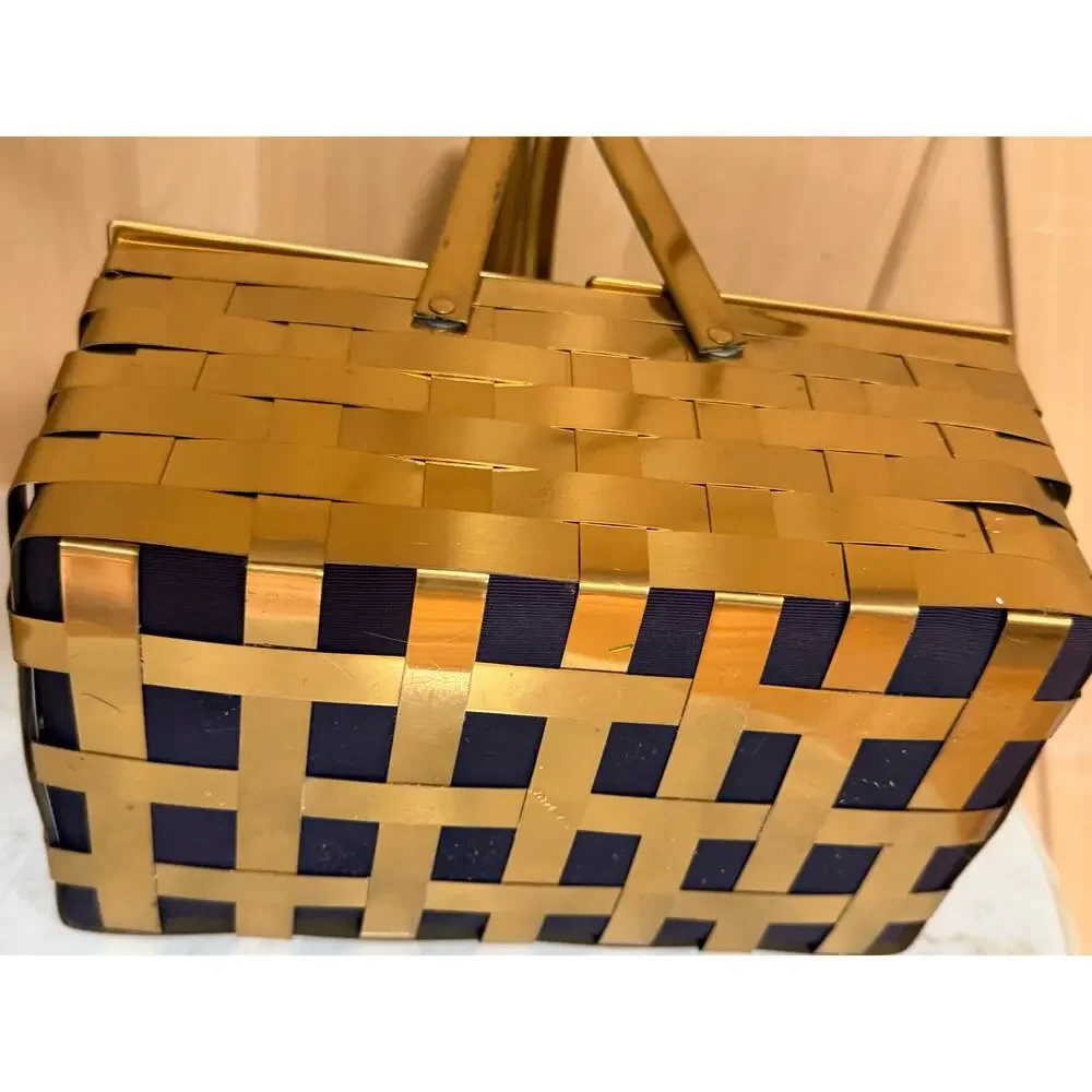 Vintage Dorset Rex Gold Weave Basket Bag 1950s Lunch Box Purse Saks Fifth Avenue